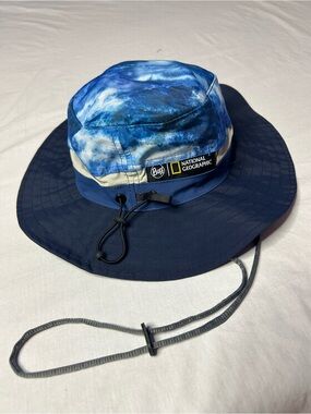 Buff x National Geographic Wide Brim Sun Hat Blue Hiking Hat